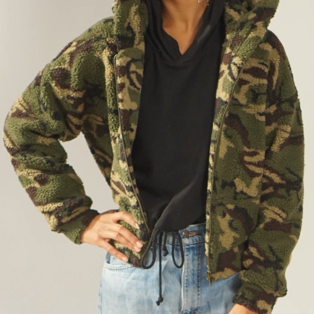 Camo Print Teddy Jacket